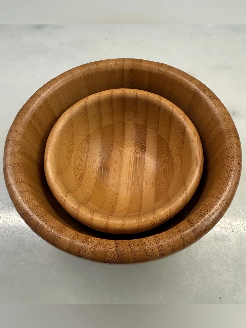 Pampered Chef Bamboo Serving Bowl Set in Warm Brown